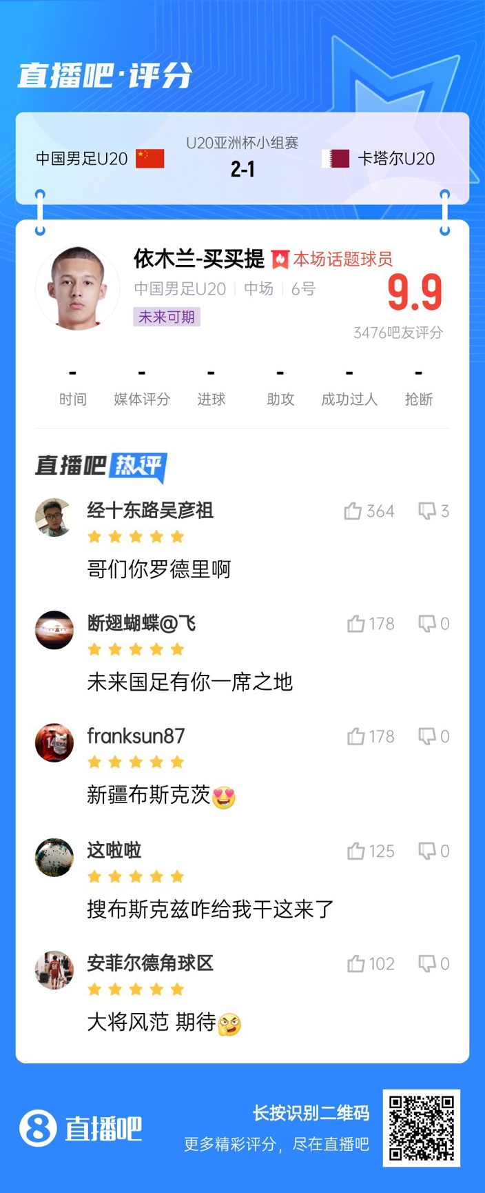  依木蘭+陳澤仕泰山中場連線！19歲依木蘭獲封：新疆布斯克茨！