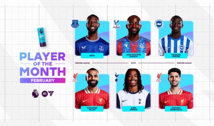  英超2月最佳候選：貝托、馬特塔、明特、薩拉赫、斯賓塞、索博
