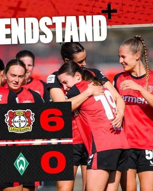  勒沃庫森女足6-0云達(dá)不來梅女足，沈夢(mèng)露首發(fā)出場(chǎng)59分鐘
