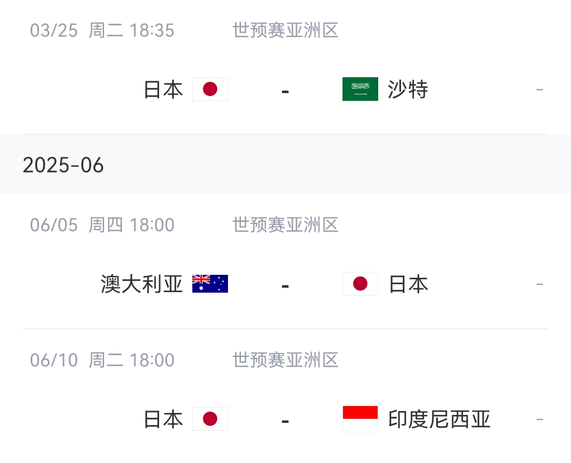  會不會放水？日本剩余賽程：主場vs沙特&印尼，客場vs澳大利亞
