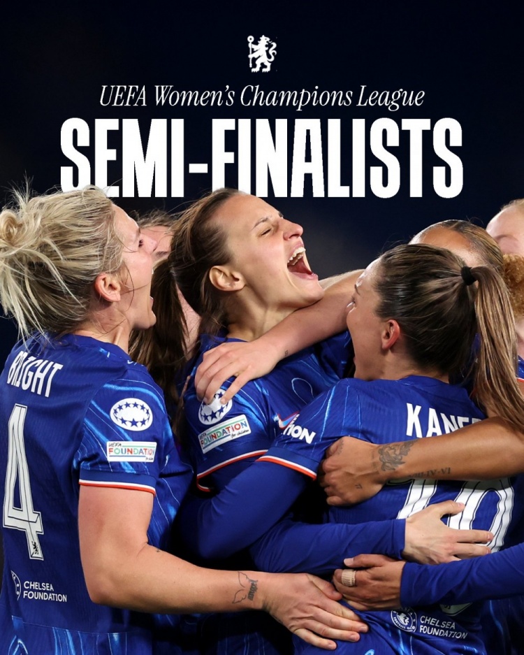  女足歐冠：切爾西3-0曼城&總比分3-2逆轉晉級四強，將對陣巴薩