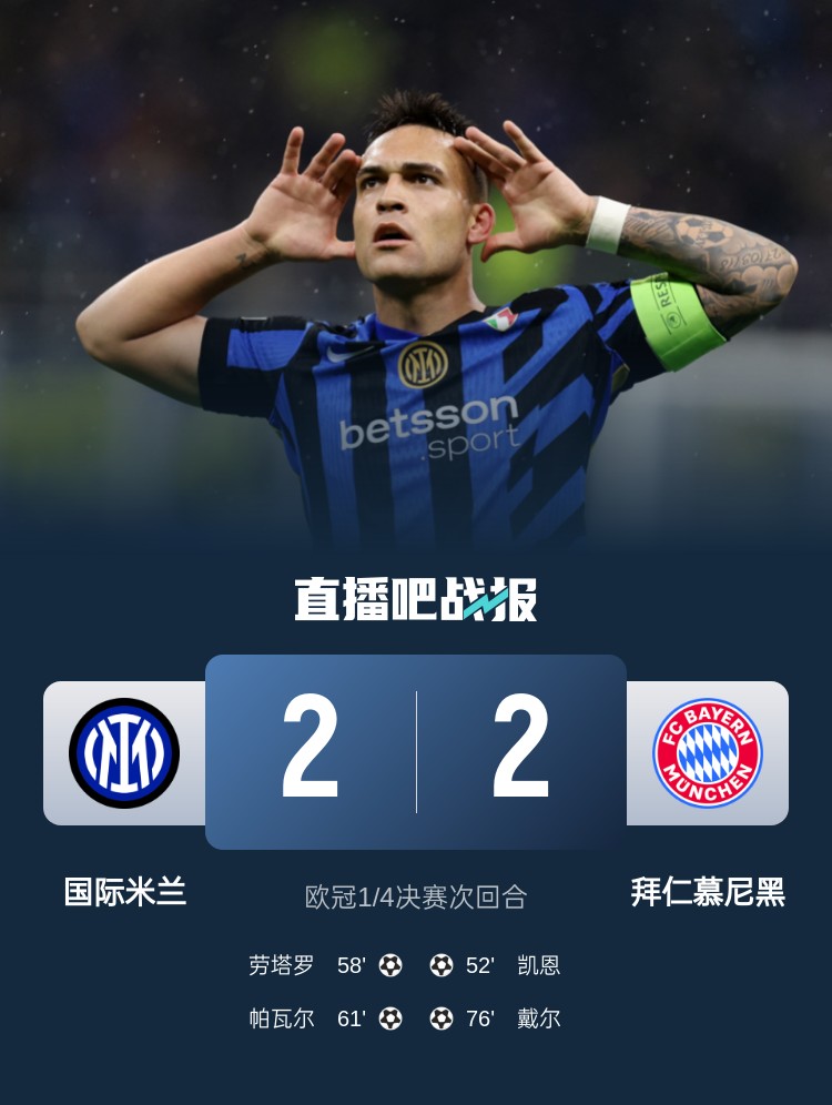  黑色3分鐘！拜仁3分鐘丟2球遭國米淘汰 去年3分鐘丟2球遭皇馬絕殺